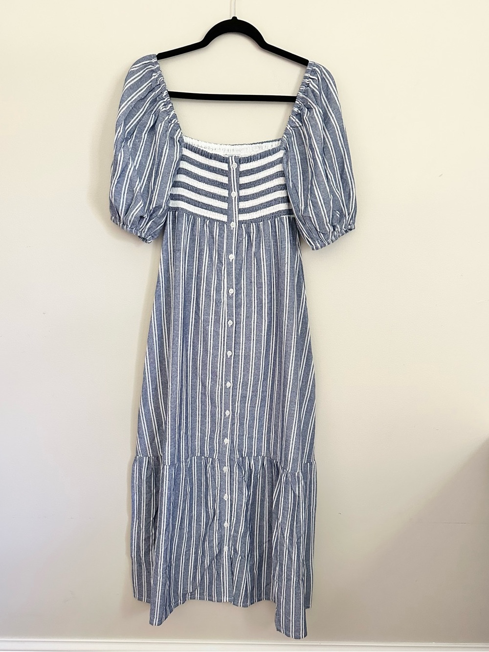 EMERSON FRY Love, Tomas Santiago Striped Maxi Dress XS / SM Smocked Cottagecore